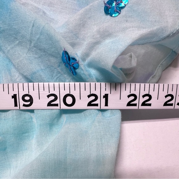 🦋Juliet Dunn🦋Aqua Ombré Off Shoulder Sequins Ruffle Dress NWT Size M - Picture 13 of 16